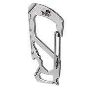 KeyUnity KS00 Moschettone Acciaio Inox Clip Multitool Acciaio Inox 7 Strumenti in 1 | Chiusura a sgancio rapido | EDC Chiave | Cacciavite a taglio | Apribottiglie | Righello | Portachiavi, argento