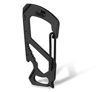 KeyUnity KS00BK Moschettone Clip Multitool Acciaio Inossidabile 7 Strumenti in 1 | Chiusura a sgancio rapido | Chiave inglese | Cacciavite Philips | Apribottiglie | Righello | Portachiavi (PVD Nero)