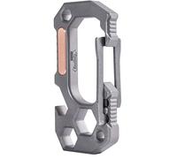 KeyUnity KU01 Clip multiutensile tascabile moschettone in titanio con chiave esagonale, supporto per punte a vite, apribottiglie, portachiavi, strumento EDC multifunzionale per uomo
