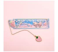 KEYVOR Righello Metallo 1 pz/Flusso Olio Sabbia Bookmark righelli Kawaii Ragazza Carina Disegno Modello Pizzo Cucito Righello cancelleria Scuola Ufficio Scuola Righello (Size : CaoMeiFenHuDieJie)