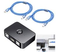 keyxer Interruttore USB2.0 Printer Sharing Switch 2 Porte Stampa Commutatore,Adattatore switch KVM, Adattatore 2 Computer Condividi 1 Stampante Switch Manuale,Include 2 cavi USB 2.0 da 1,5 m