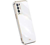 KEYYO Cover per Oppo Find X3 Neo, Custodia protettiva morbida TPU Silicone, placcatura bordo dorato ultra sottile, colore: Bianco