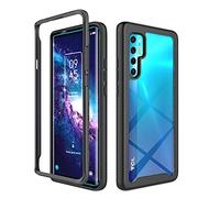 KEYYO Cover per TCL 20 PRO, Custodia Protezione Completa con Pannello Posteriore Trasparente, Rigida PC+TPU 2 in 1 Gel Slim Bumper Silicone Rugged Case - Nero