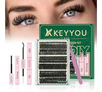 KEYYOULASH Kit di estensione ciglia fai da te, 300 pezzi, kit di estensione delle ciglia 60D80D100D D Curl 8-16MIX, applicatore per principianti (kit 60D80D100D, 8-16MIX)