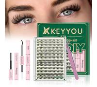 KEYYOULASH Set di 280 extension per ciglia personalizzate 30D40D D Curl 9 - 16 MIX ciglia con adesivo rimuovi ciglia set semplice per principianti (kit 30D40D)