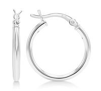 KEZEF Orecchini a cerchio in argento per donna - Cerchi in argento 925-2 mm di spessore - Piccoli orecchini a cerchio in argento per uomo - Orecchini in argento ipoallergenici 12 mm di diametro