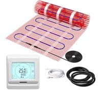 KEZERS Riscaldamento a pavimento elettrico 150 W/m², autoadesivo per piastrelle, laminato e altro, termostato digitale touch con programma settimanale per bagno, corridoio, camera da letto, soggiorno
