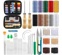 Kezidhp 57 Pezzi Kit di Cucito in Pelle, Kit di Riparazione per Cuoio, Include Aghi, Punteruoli, Filo e Strumenti, Kit Multiuso per Cucito e Riparazioni Fai Da Te