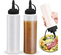 Kezidhp Bottiglia Squeeze di Plastica, 2pcs 350ml Bottiglie per Salse con Tappi Antigoccia, Senza BPA, per Ketchup, Senape, Maionese, Salse Piccanti, Olio d'Oliva