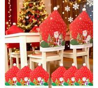 Kezidhp Coprisedia Natalizi 6 Pezzi, Stretch con Motivi di Renne, Babbo Natale e Pupazzi di Neve, Fodere Elastiche Rimovibili per Decorazioni Pranzo e Feste di Natale