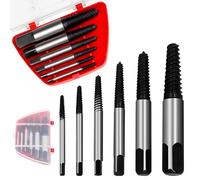 Kezidhp Set 6 Pezzi Estrattori Viti Danneggiate, Estrattore Viti Spanate per Viti e Tubi, Rimozione Facile di Viti, Tubi Acqua M3-M25, Acciaio al Carbonio