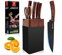 Kezidhp Set Coltelli Cucina Professionali 7 Pezzi con Blocco, Lame in Acciaio Inox Ultra Affilate, Manici Ergonomici Antiscivolo, Design Moderno per Casa e Ristorante