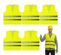 Kezidhp Set di 5 Gilet Alta Visibilità Giallo Riflettente - Giubbotti di Sicurezza per Adulti - Conforme alla Normativa EN ISO 20471 - Ideali per Cantiere, Conducenti, Assistenza Stradale