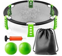Kezidhp Set Roundnet Completo con 2 Palloni, Pompa, Reti, Corda di Tensionamento e Borsa da Trasporto | Accessori per Spiaggia, Giardino, Campo e Parco