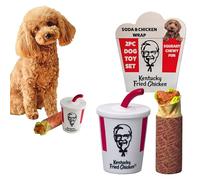 KFC Mini Pollo Wrap & Soda Meal - Set di 2 giocattoli per cani in vinile che cigolano - Include involucro per pollo da 15,2 cm e tazza per bibite analcoliche da 15,2 cm - gioco leggero, divertente e