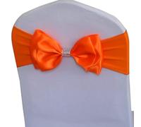 KFGISD, 10 Pezzi 50 Pezzi con Fiocco in Raso, Decorazione for Feste e Matrimoni, Elastico for Sedia, Nastro con Nodo, Rosso, 50 Pezzi ，Fiocchi per sedie(Oranje,50pcs)