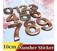 KFGISD, Adesivo con numero civico da 10 cm, targa for porta in plastica ABS bronzata, cifre dell'indirizzo for appartamento, stanza, hotel, casa,Numero civico(0)
