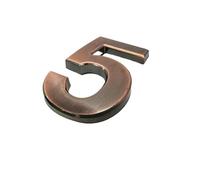 KFGISD, Adesivo con numero civico da 10 cm, targa for porta in plastica ABS bronzata, cifre dell'indirizzo for appartamento, stanza, hotel, casa,Numero civico(5)