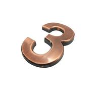 KFGISD, Adesivo con numero civico da 10 cm, targa for porta in plastica ABS bronzata, cifre dell'indirizzo for appartamento, stanza, hotel, casa,Numero civico(3)