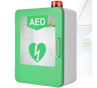 KFGISD, Armadio porta defibrillatore DAE con sistema di illuminazione e allarme, doppio interruttore di controllo, valigetta di pronto soccorso ，Armadietto per defibrillatore(Green)