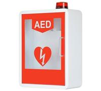 KFGISD, Armadio porta defibrillatore DAE con sistema di illuminazione e allarme, doppio interruttore di controllo, valigetta di pronto soccorso ，Armadietto per defibrillatore(Red)
