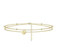 KFGISD, Bracciale a Forma di Cuore, da Spiaggia, for Donne, Fatto a Mano, Delicato, a Strati, con Lettera e Cuore.,Braccialetti da Caviglia