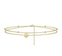 KFGISD, Bracciale a Forma di Cuore, da Spiaggia, for Donne, Fatto a Mano, Delicato, a Strati, con Lettera e Cuore.,Braccialetti da Caviglia