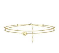 KFGISD, Bracciale a Forma di Cuore, da Spiaggia, for Donne, Fatto a Mano, Delicato, a Strati, con Lettera e Cuore.,Braccialetti da Caviglia