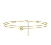 KFGISD, Bracciale a Forma di Cuore, da Spiaggia, for Donne, Fatto a Mano, Delicato, a Strati, con Lettera e Cuore.,Braccialetti da Caviglia