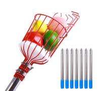 KFGISD, con Cuscinetto Protettivo in Schiuma, Raccoglitore di Frutta in Acciaio Inossidabile for Mele, pere, Limoni, Arance, Albicocche,Asta per la Raccolta della Frutta(2.8m)