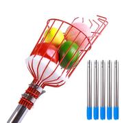 KFGISD, con Cuscinetto Protettivo in Schiuma, Raccoglitore di Frutta in Acciaio Inossidabile for Mele, pere, Limoni, Arance, Albicocche,Asta per la Raccolta della Frutta(2m)