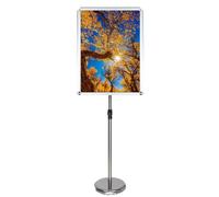 KFGISD, Espositore da pavimento for cartelli A2/A3/A4, telaio aperto a scatto in alluminio, visualizzazione a 360° for la vita e il lavoro, 9,45 * 12,87 pollici, nero ,Espositore per poster(Golden,17.