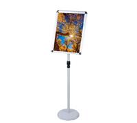 KFGISD, Espositore da pavimento for cartelli A2/A3/A4, telaio aperto a scatto in alluminio, visualizzazione a 360° for la vita e il lavoro, 9,45 * 12,87 pollici, nero ,Espositore per poster(White,9.6*