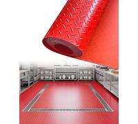 KFGISD, Grande tappeto in gomma for garage sotto l'auto, tappetino antiscivolo for rimorchio con piastra diamantata ispessita,Tappetini in gomma per garage(Red,1x5m/3.3x16.4ft)