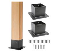KFGISD, Kit base for pali di recinzione in legno 4x4, staffe for pali in acciaio spesso e resistente con viti for legno,Basi per pilastri da terrazza(2pcs)