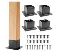 KFGISD, Kit base for pali di recinzione in legno 4x4, staffe for pali in acciaio spesso e resistente con viti for legno,Basi per pilastri da terrazza(4pcs)