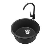 KFGISD, Lavello da cucina Lavello a una vasca Lavello da bar in pietra di quarzo Lavello da cucina in stile occidentale Isola rotonda Piccola vasca sottopiano,Lavelli da cucina(46 * 46 * 22Cm)