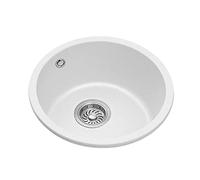KFGISD, Lavello da cucina rotondo piccolo, lavello in pietra di quarzo bianco, lavello da cucina for balcone, lavabo sottotop,Lavelli da cucina(42Cm)