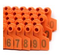 KFGISD, Numero 001-1000 Etichette auricolari for suini, bovini, capre, animali, 100 pezzi, etichette in plastica. 301-400/1-100,Marchi di identificazione del bestiame(Orange,.901 1000)
