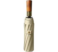 KFGISD, Ombrello Pieghevole Compatto da Viaggio, Mini Ombrello, Ombrello Automatico con Manico in Legno, Ombrello Parasole ，Ombrelli(Ten Bones Khaki)