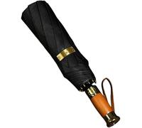 KFGISD, Ombrello Pieghevole Compatto da Viaggio, Mini Ombrello, Ombrello Automatico da Uomo, da Lavoro, con 10 ossi, Manico in Legno, da Golf e da Sole ，Ombrelli(Red)