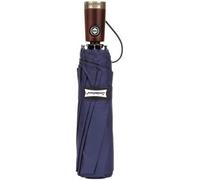 KFGISD, Ombrello Pieghevole Compatto da Viaggio, Mini Ombrello, Ombrello da Lavoro Completamente Automatico, Tre Pieghe Antivento, Manico in Legno massello ，Ombrelli(Dark Blue)