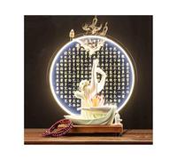 KFGISD, Ornamento con Statua di Buddha e Lampada con Scrittura a Forma di Cuore in Legno, Set di Anelli, Ornamenti Feng Shui, sculture,Statue Feng Shui