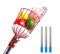 KFGISD, Palo raccoglifrutta con cestello, con Cuscinetto Protettivo in Schiuma, raccoglifrutta in Acciaio Inox for Mele, pere, Limoni, Arance,Asta per la Raccolta della Frutta(1.2m)