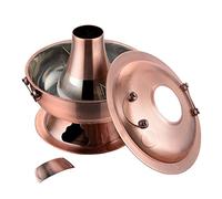KFGISD, Pentola cinese tradizionale in rame, pentola cinese Shabu Shabu in rame vintage con divisore, pentola cinese Shabu Shabu a carbone a due sapori ，Pentola per hot pot in rame(Red Copper,30cm)
