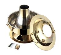 KFGISD, Pentola cinese tradizionale in rame, pentola cinese Shabu Shabu in rame vintage con divisore, pentola cinese Shabu Shabu a carbone a due sapori ，Pentola per hot pot in rame(Gold,36cm)