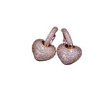 KFGISD, Piccoli cerchi cuore rosa zircone dorato donna,Orecchini