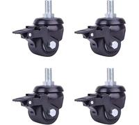 KFGISD, Rotella girevole for impieghi gravosi, 4 pezzi, nera, con gambo filettato M12x25mm, doppio cuscinetto, resistente all'usura, capacità massima 600 kg, for carrello ，Ruote per mobili(Black,2in)