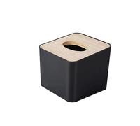 KFGISD, Scatola di fazzoletti Quadrata con Coperchio in Legno, Nera, for Cucina, Porta tovaglioli, Contenitore Moderno for riporre i fazzoletti in casa,Portarotolo(Black)