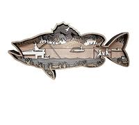 KFGISD, Scultura da Parete con Scena di Pesca impilata in 3D Decorazioni da Parete(Perch)
